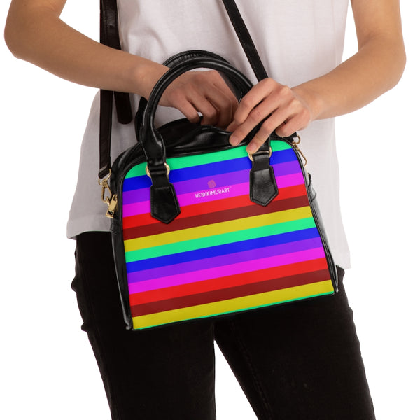 Rainbow Striped Shoulder Handbag