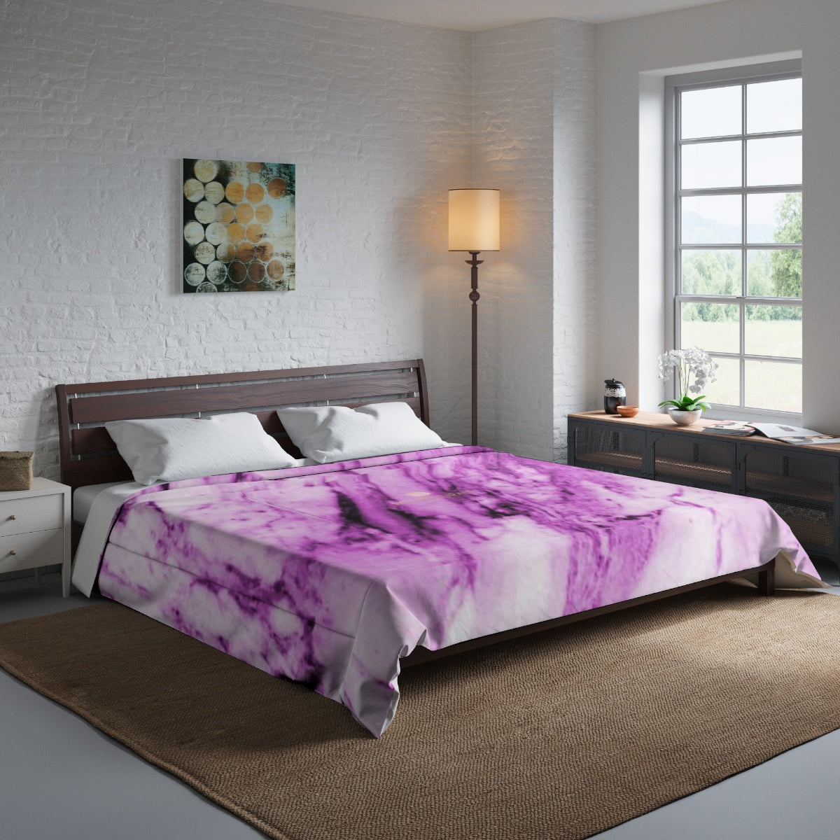 Pink White Marble Print Luxury Designer Best Comforter For King/Queen/Full/Twin-Comforter-104x88-Heidi Kimura Art LLC