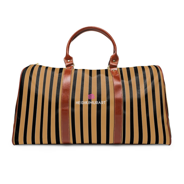 Brown Stripes Waterproof Travel Bag