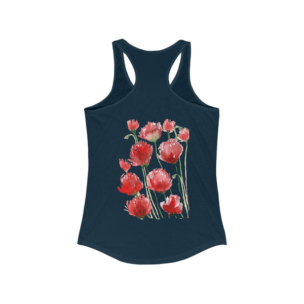 Tadayoshi Red Poppy Flower Floral Print Women's Ideal Racerback Tank - Made in the USA-Tank Top-Heidi Kimura Art LLC  Red Poppy Floral Tank Top, Designer Premium Best Red Poppy Flower Floral Print Women's Ideal Racerback Tank - Made in the USA (US Size: XS-2XL)