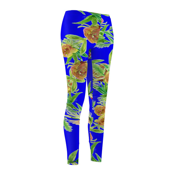 Blue Rose Floral Print Women's Tights / Casual Leggings -Made in USA (US Size: XS-2XL)-Casual Leggings-Heidi Kimura Art LLC Blue Rose Floral Women's Tights, Blue Rose Floral Print Women's Tights / Casual Leggings - Made in USA (US Size: XS-2XL)