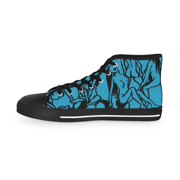 Turquoise Nude Men's High Tops, Modern Minimalist Best Men's High Top Sneakers