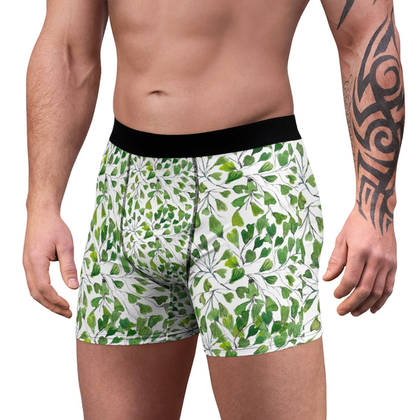 Green Maidenhair Men's Boxer Briefs, Tropical Fern Leaf Print Underwear For Men-All Over Prints-Printify-Heidi Kimura Art LLC