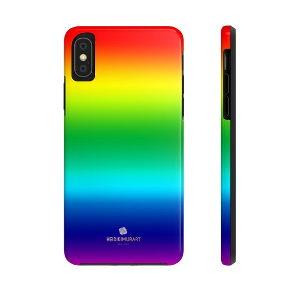 Rainbow Gay Pride iPhone Case, Designer Case Mate Tough Samsung Galaxy Phone Cases-Phone Case-Printify-iPhone X Tough-Heidi Kimura Art LLC