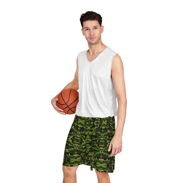 Green Camo Men's Basketball Shorts - Made in USA