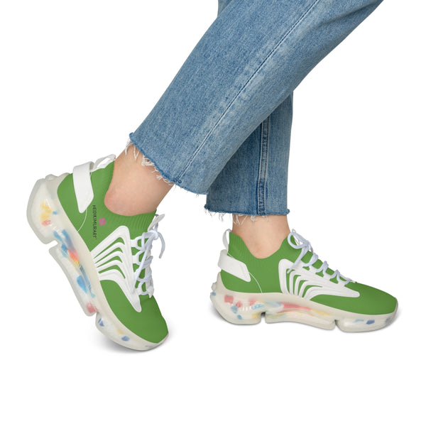 Women's Light Green Sneakers, Solid Light Green Color Mesh Sneakers For Women (US Size: 5.5-12)