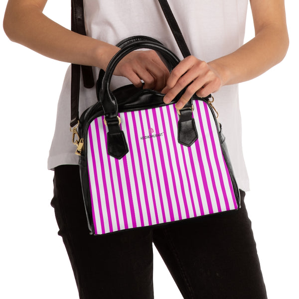 Pink Striped Shoulder Handbag