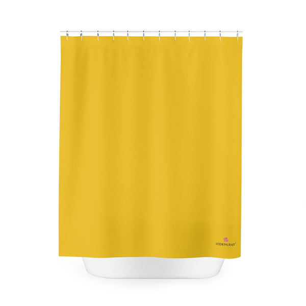 Yellow Polyester Shower Curtain, Modern Minimalist Solid Color Print 71" × 74" Modern Kids or Adults Colorful Best Premium Quality American Style One-Sided Luxury Durable Stylish Unique Interior Bathroom Shower Curtains - Printed in USA