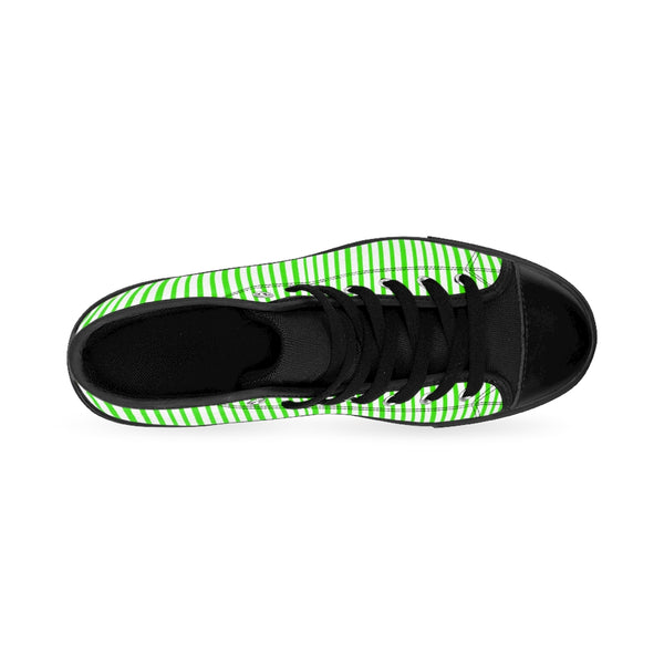 Green Striped High-top Sneakers, Vertically Green Stripes Men's Designer Tennis Running Shoes-Shoes-Printify-Heidi Kimura Art LLC Green Striped High-top Sneakers, Vertically Green Modern Stripes Men's High Tops, High Top Striped Sneakers, Striped Casual Men's High Top For Sale, Fashionable Designer Men's Fashion High Top Sneakers, Tennis Running Shoes (US Size: 6-14)