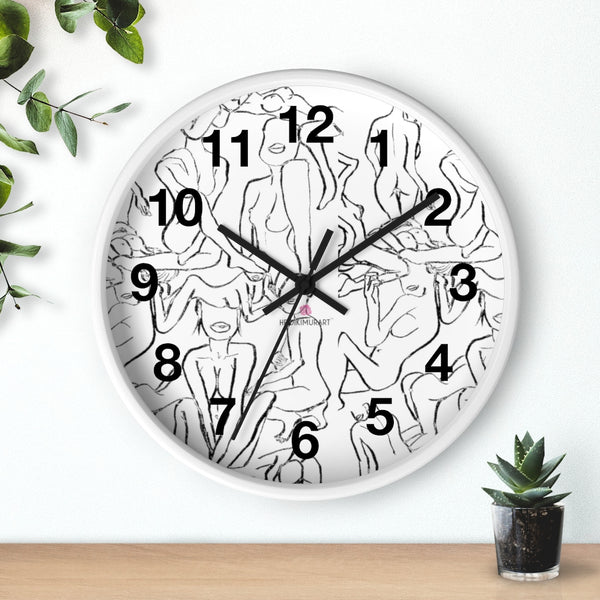Nude Drawing Art Wall Clock,  Best 10 inch Diameter Art Wall Clock-Printed in USA, Large Round Wood Bedroom Wall Clock