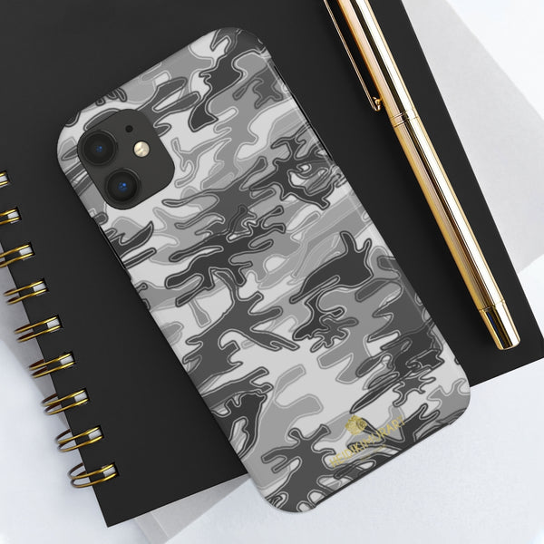Grey Camo Print iPhone Case, Army Camoflage Case Mate Tough Phone Cases-Phone Case-Printify-Heidi Kimura Art LLC Grey White Camo iPhone Case, Camouflage Army Military Print Sexy Modern Designer Case Mate Tough Phone Case For iPhones and Samsung Galaxy Devices-Printed in USA