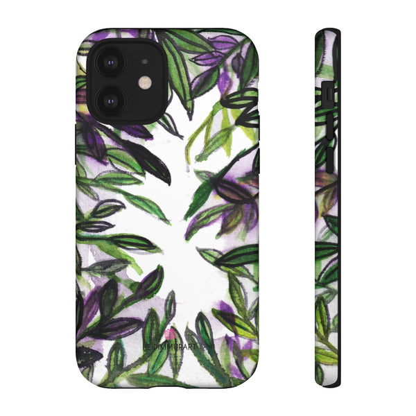 Tropical Leaves Print Phone Case, Hawaiian Style Floral Print Best Designer Art Designer Case Mate Best Tough Phone Case For iPhones and Samsung Galaxy Devices-Made in USA