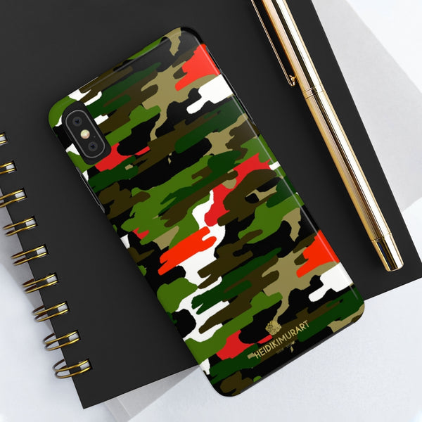 Red Green Camo iPhone Case, Classic Army Camouflage Case Mate Tough Phone Cases-Phone Case-Printify-Heidi Kimura Art LLC