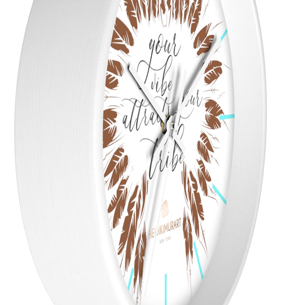 Boho "Your Tribe Attract Your Vibe" Inspirational Quote Wall Clock- Made in USA-Wall Clock-Heidi Kimura Art LLC