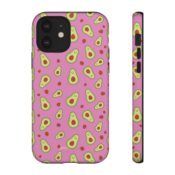 Pink Avocado Print Phone Case, Tough Designer Phone Case For Vegan Lovers -Made in USA-Phone Case-Printify-iPhone 12-Matte-Heidi Kimura Art LLC