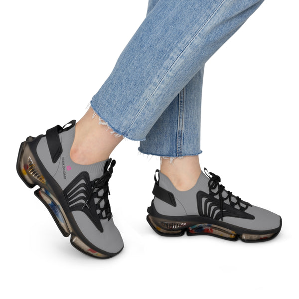 Women's Gray Color Mesh Sneakers, Best Solid Grey Color Mesh Breathable Sneakers For Women (US Size: 5.5-12)