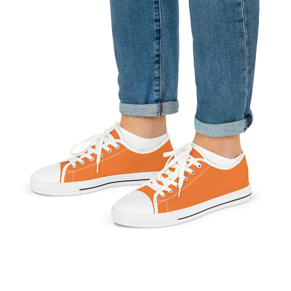 Orange Color Men's Sneakers, Best Solid Orange Color Men's Low Top Sneakers Running Canvas Shoes