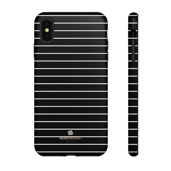 Black White Striped Tough Cases, Designer Phone Case-Made in USA-Phone Case-Printify-iPhone XS MAX-Matte-Heidi Kimura Art LLC