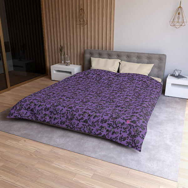 Purple Floral Microfiber Duvet Cover