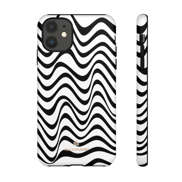 Wavy Black White Tough Cases, Designer Phone Case-Made in USA-Phone Case-Printify-iPhone 11-Matte-Heidi Kimura Art LLC