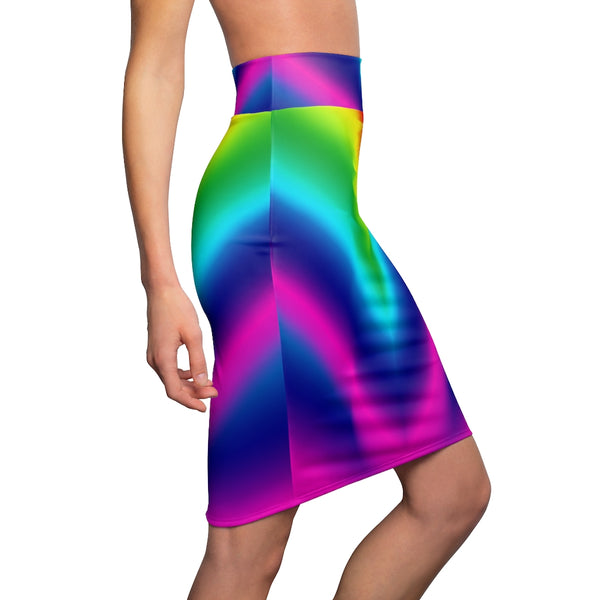 Rainbow Women's Pencil Skirt, Gay Pride Designer Skirt - Heidikimurart Limited 