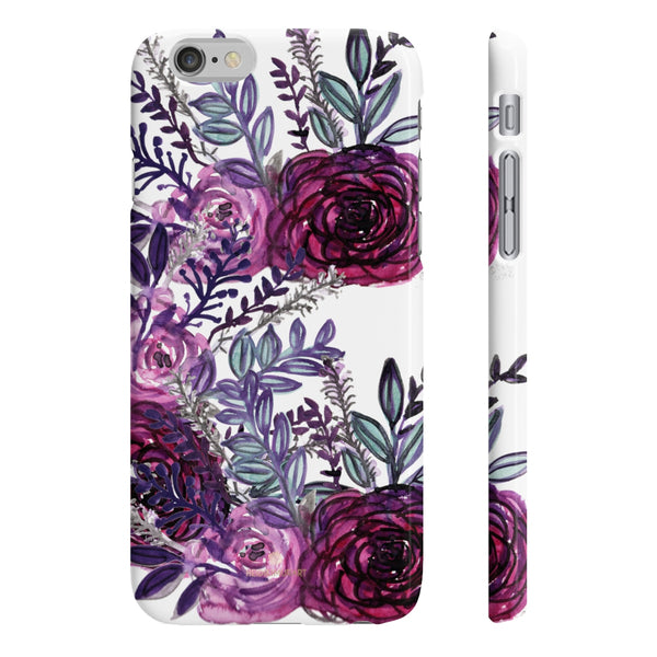 White Purple Rose Slim iPhone/ Samsung Galaxy Floral Print Phone Case, Made in UK-Phone Case-iPhone 6/6S Slim-Glossy-Heidi Kimura Art LLC