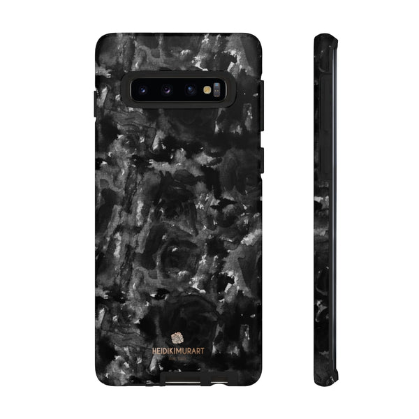 Black Rose Floral Tough Cases, Abstract Print Best Designer Phone Case-Made in USA-Phone Case-Printify-Samsung Galaxy S10-Matte-Heidi Kimura Art LLC