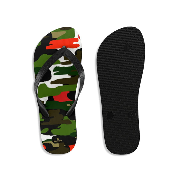 Green Red Camo Camouflage Military Print Unisex Flip-Flops Sandals- Made in USA-Flip-Flops-Heidi Kimura Art LLC