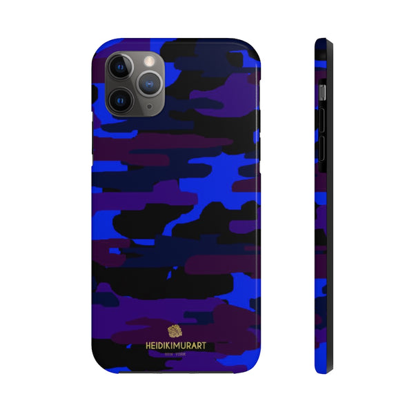 Purple Blue Camo Print Phone Case, Army Military Case Mate Tough Phone Cases-Made in USA - Heidikimurart Limited 