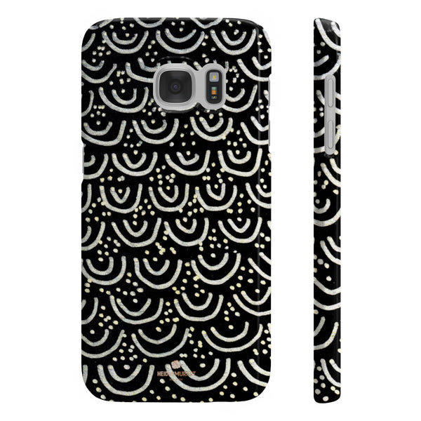 Black Mermaid Scale Print Slim iPhone/ Samsung Galaxy Phone Case, Made in UK-Phone Case-Samsung Galaxy S7 Slim-Glossy-Heidi Kimura Art LLC