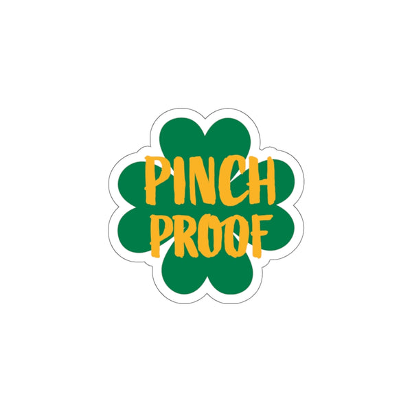 Pinch Proof Print Green Clover Leaf Print St. Patrick's Day Kiss-Cut Stickers- Made in USA-Kiss-Cut Stickers-4x4"-White-Heidi Kimura Art LLC