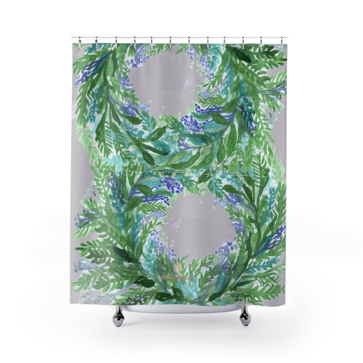 Light Gray French Lavender Floral Print Polyester Shower Curtains- Printed in USA-Shower Curtain-71" x 74"-Heidi Kimura Art LLC Light Gray Lavender Shower Curtains, Light Gray Cute Pastel Purple French Lavender Floral Print - Printed in USA, Large 100% Polyester 71x74 inches Shower Curtains