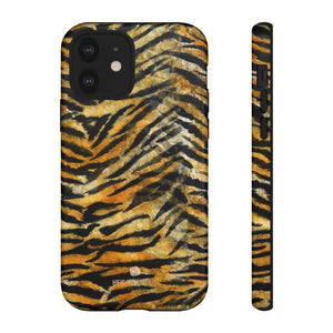 Orange Tiger Striped Phone Case, Animal Print Tough Cases, Designer Phone Case-Made in USA-Phone Case-Printify-iPhone 12-Glossy-Heidi Kimura Art LLC