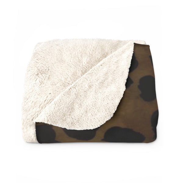 Cheetah Animal Print Blanket, Brown Cheetah Print Cozy Sherpa Fleece Blanket-Made in USA-Blanket-Heidi Kimura Art LLC