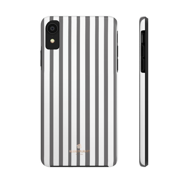 Grey Striped iPhone Case, Designer Case Mate Tough Samsung Galaxy Phone Cases-Phone Case-Printify-iPhone XR-Heidi Kimura Art LLC