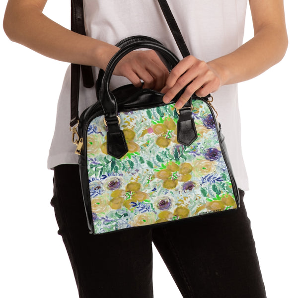 Yellow Floral Print Shoulder Handbag