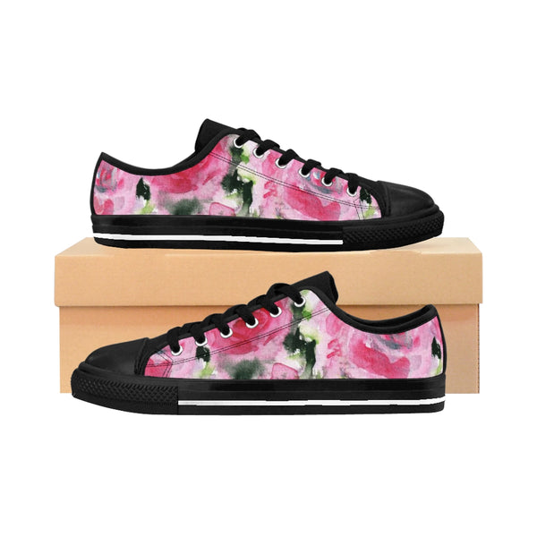 Pink Garden Fairy Rose Floral Designer Low Top Women's Sneakers Shoes (US Size 6-12)-Women's Low Top Sneakers-US 10-Heidi Kimura Art LLC