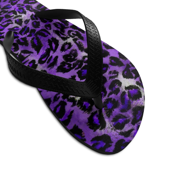 Purple Leopard Animal Print Unisex Flip-Flops Sandals For Men & Women- Made in USA-Flip-Flops-Heidi Kimura Art LLC