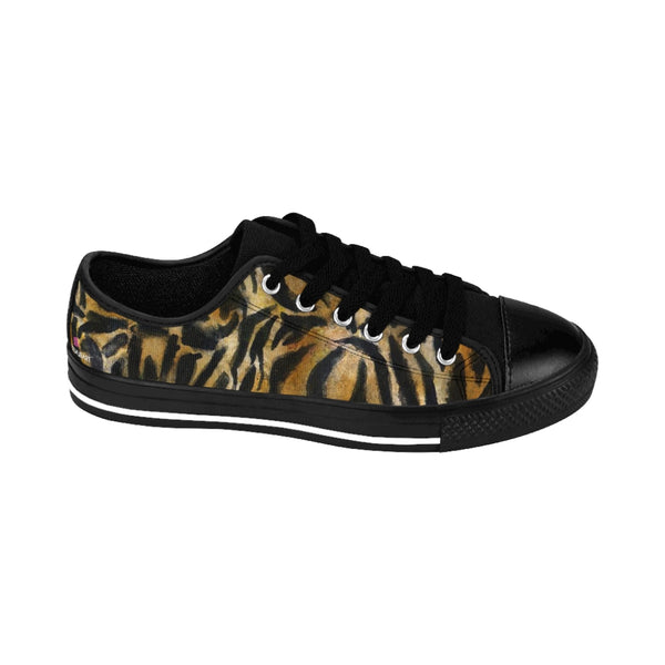 Brown Tiger Stripes Women's Sneakers, Wild Animal Print Low Top Tennis Shoes For Ladies (US Size: 6-12)