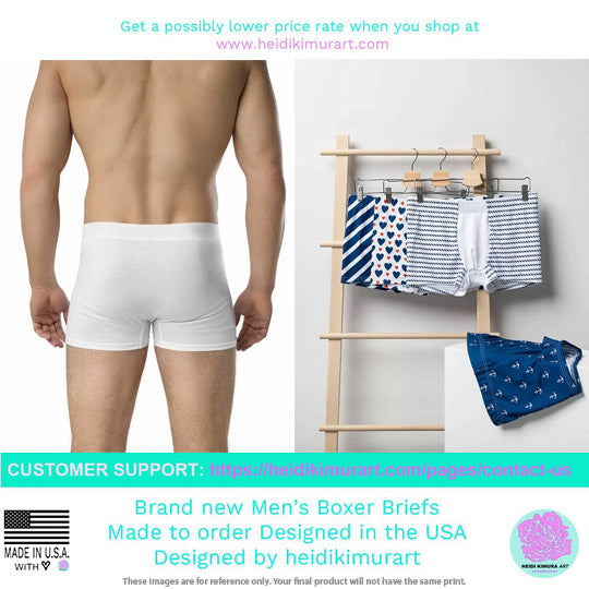 Blue Tiger Striped Boxer Briefs, Animal Print Designer Men's Underwear - Made in USA/EU/MX