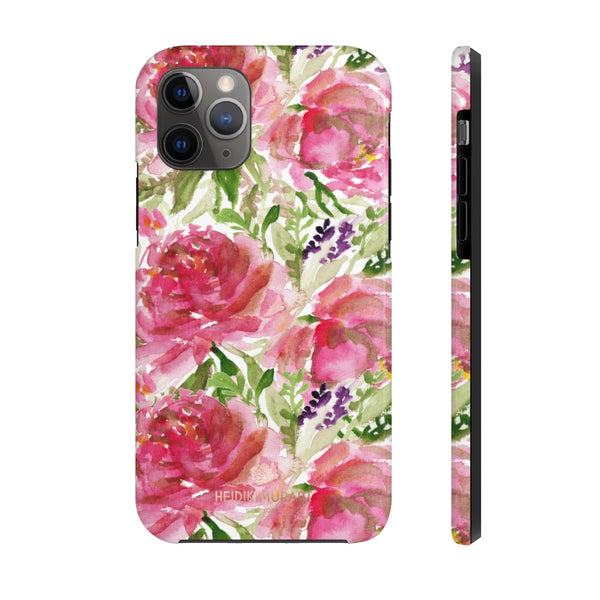 Pink Rose Print Phone Case, Floral Print Case Mate Tough Phone Cases-Made in USA - Heidikimurart Limited 