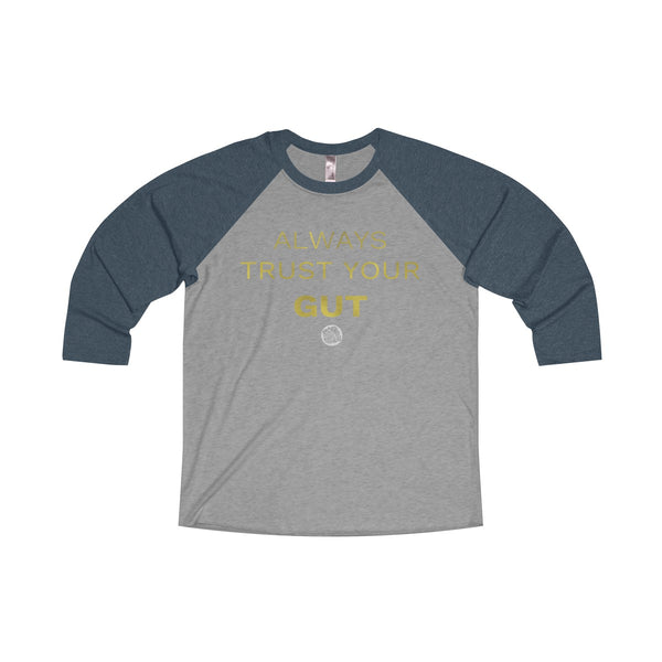 Motivational Unisex Tee, Tri-Blend 3/4 Raglan T-Shirt With Inspirational Quote -Made in USA-Long-sleeve-S-Vintage Navy / Premium Heather-Heidi Kimura Art LLC