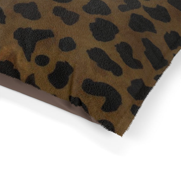 Brown Leopard Animal Print Deluxe 28"x18", 40"x30", 50"x40" (Large, Medium, Small Size) Pet Bed-Pet Beds-Heidi Kimura Art LLC