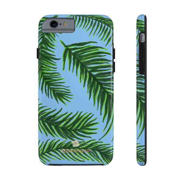 Pastel Blue Tropical Print Phone Case, Palm Leaf Case Mate Tough Phone Cases-Made in USA - Heidikimurart Limited 