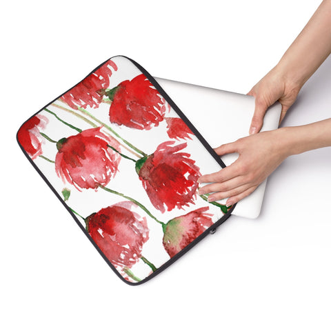 Red Poppy Flower Floral Print 12', 13", 14" Laptop Sleeve - Designed + Made in the USA-Laptop Sleeve-Heidi Kimura Art LLC