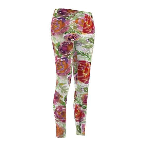 Floral Rose Print Casual Leggings