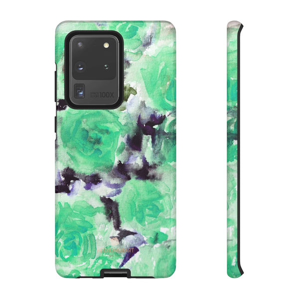 Turquoise Floral Print Tough Cases, Designer Phone Case-Made in USA-Phone Case-Printify-Samsung Galaxy S20 Ultra-Glossy-Heidi Kimura Art LLC