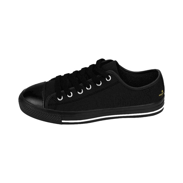 Charcoal Power Black Solid Color Men's Low-Top Sneakers Running Shoes (US Size 7-15)-Men's Low Top Sneakers-Heidi Kimura Art LLC