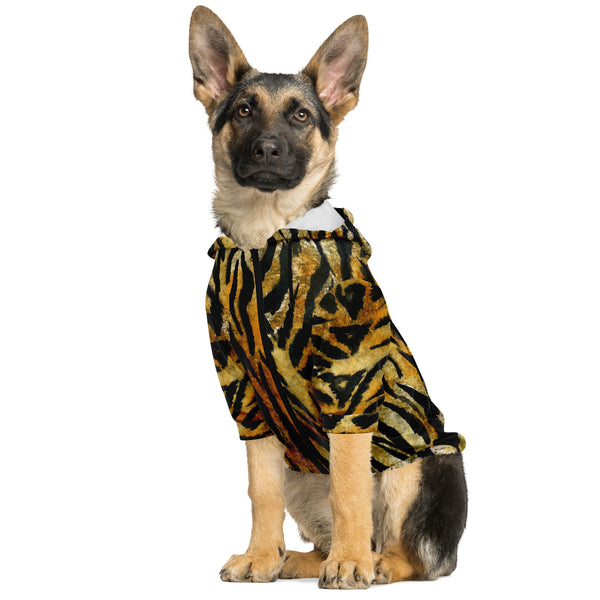 Tiger Stripe Print Dog Hoodie, Soft Comfortable Zip-Up Premium Hoodie For Dog Pet Owners Tiger Stripe Print Dog Hoodie, Animal Print Soft Comfortable Zip-Up Premium Fashion Hoodie For Dog Pet Owners, For Tiny Small Dogs to Medium/ Large Size Dogs (Size: XXS-2XL)