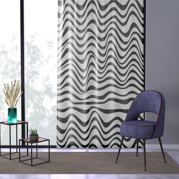 Black White Wavy Window Curtain